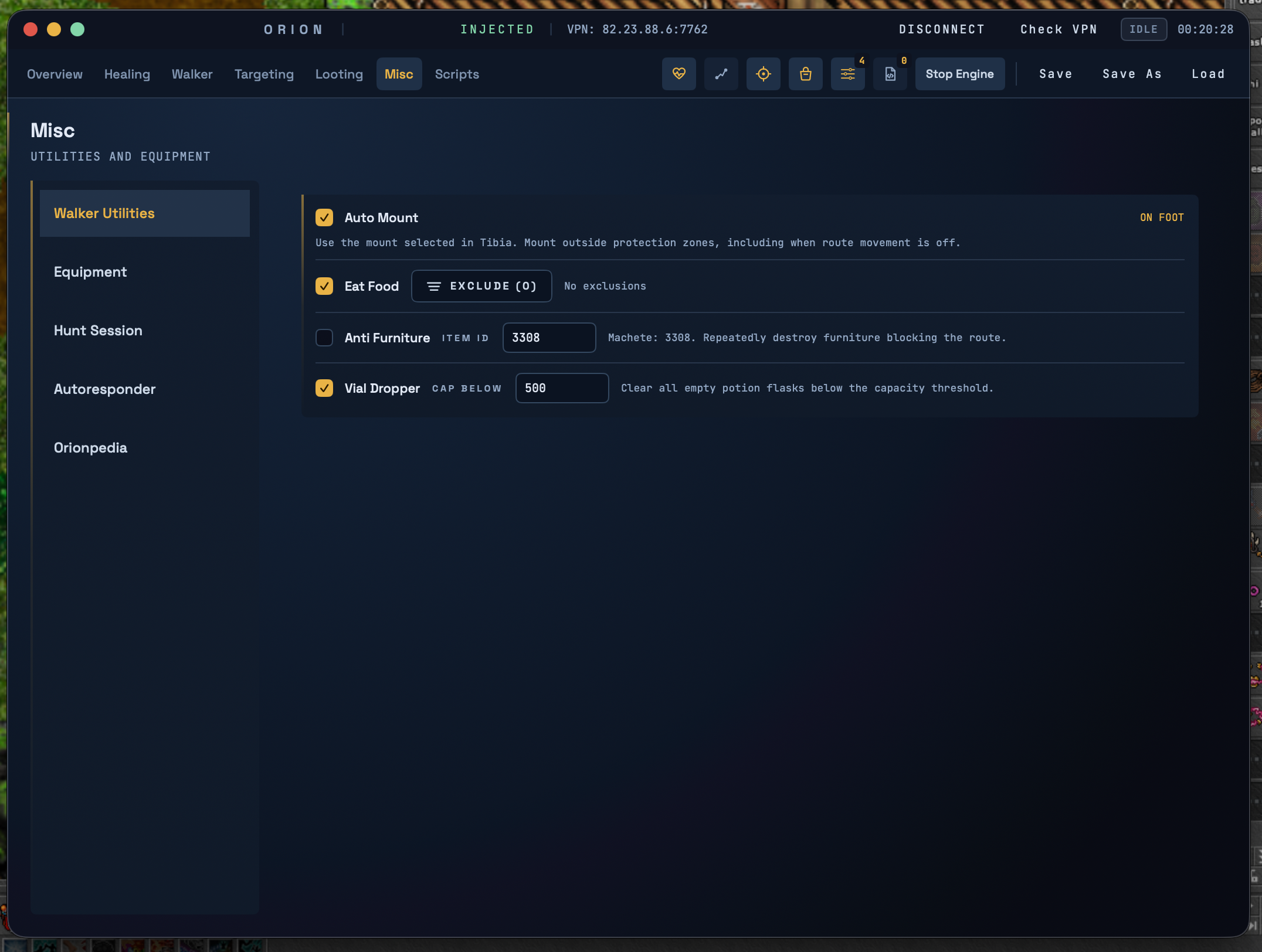 ORION application — Misc