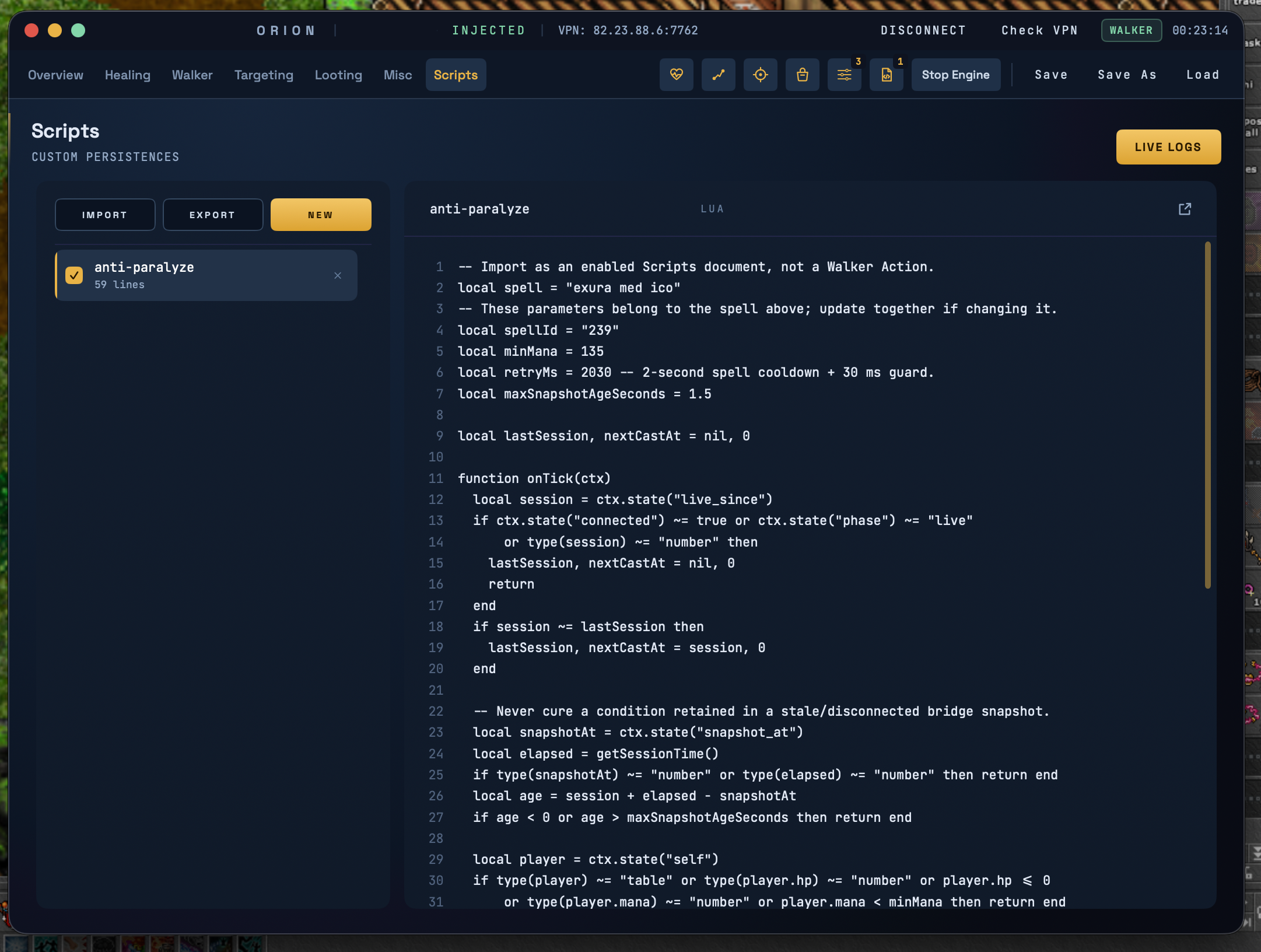 ORION application — Scripts