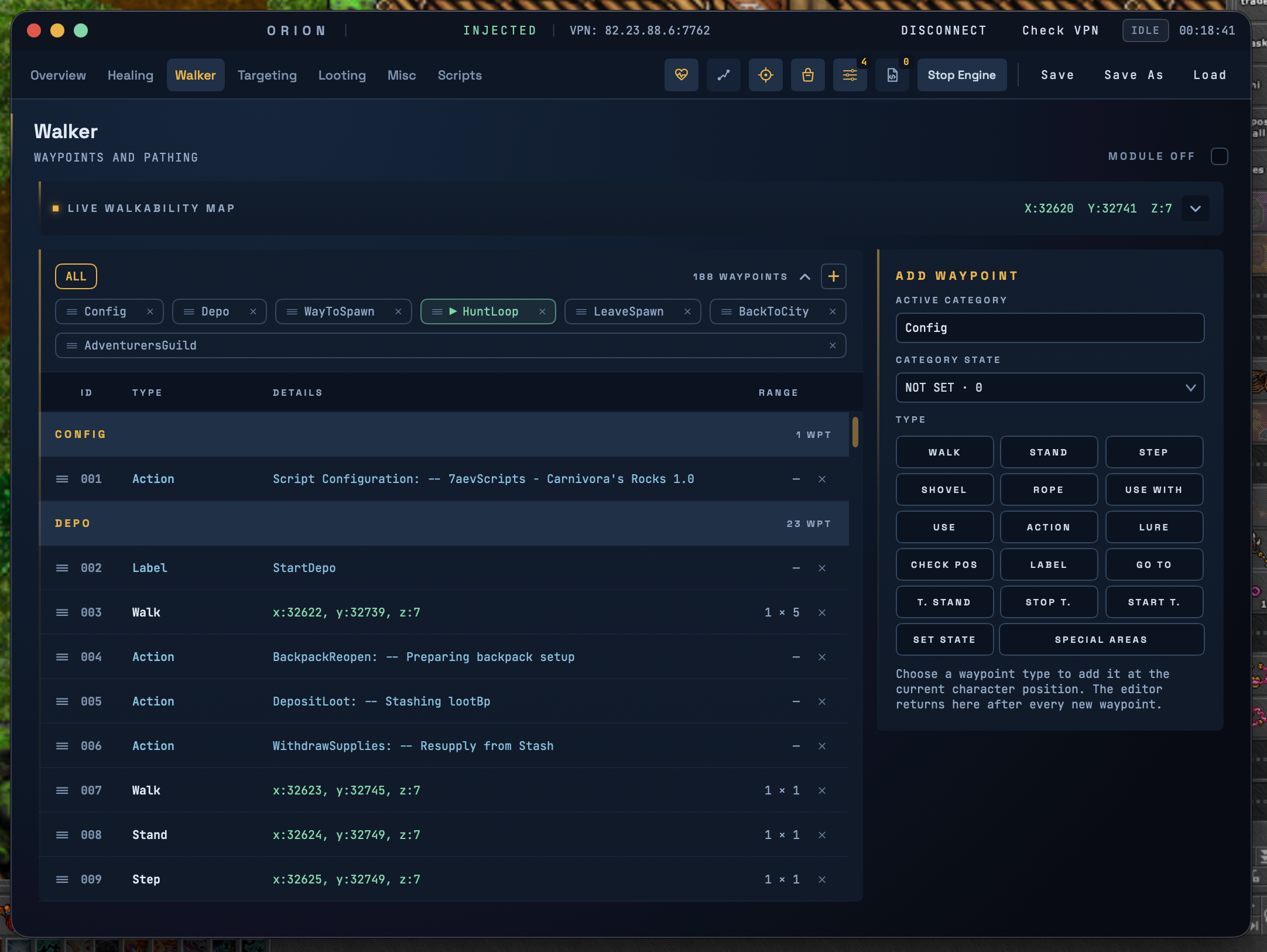 ORION application — Walker